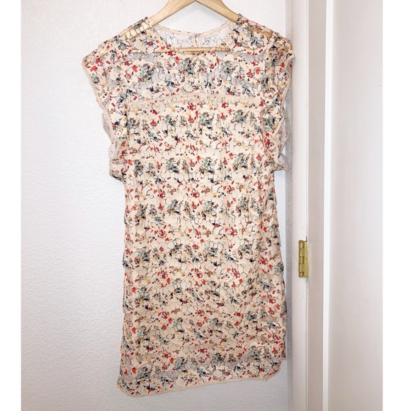 ANTHROPOLOGIE x TULAROSA Elba PomPom Lace Overlay Mini Dress Beige & Multi SZ: M - Picture 10 of 15